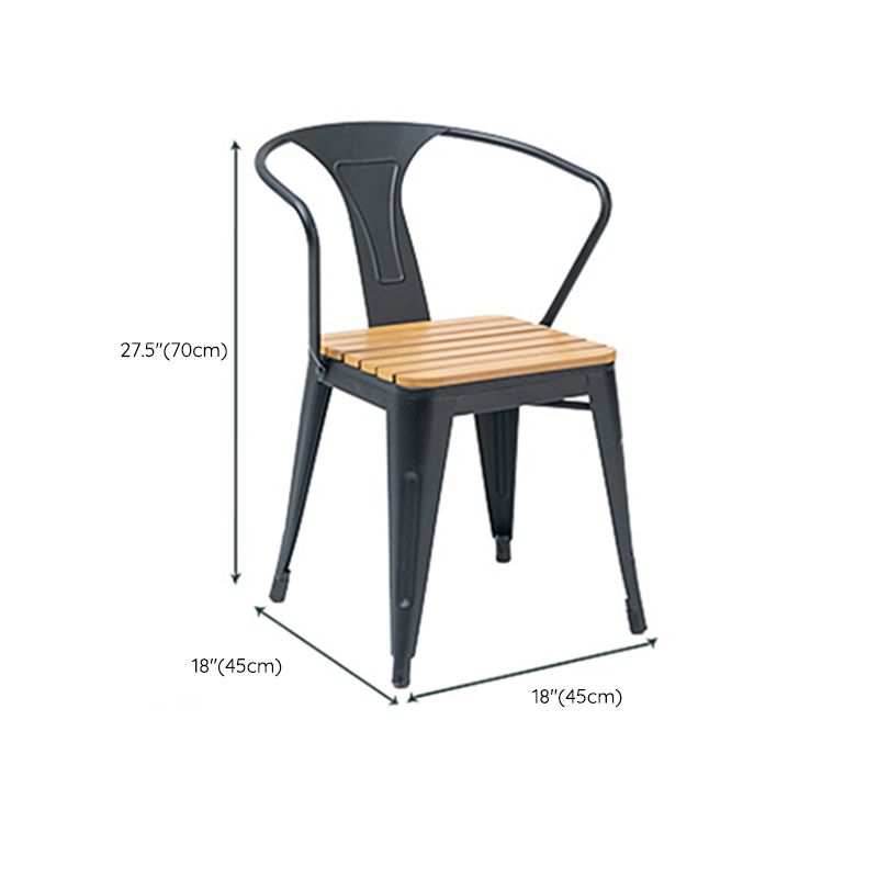 Industrial Metal Stacking Dining Armchair Water Resistant Patio Arm Chair