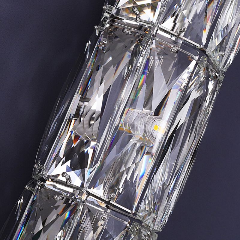 Crystal Cylinder Shape Wall Lighting Modern Style Multi Lights Wall Light Sconce