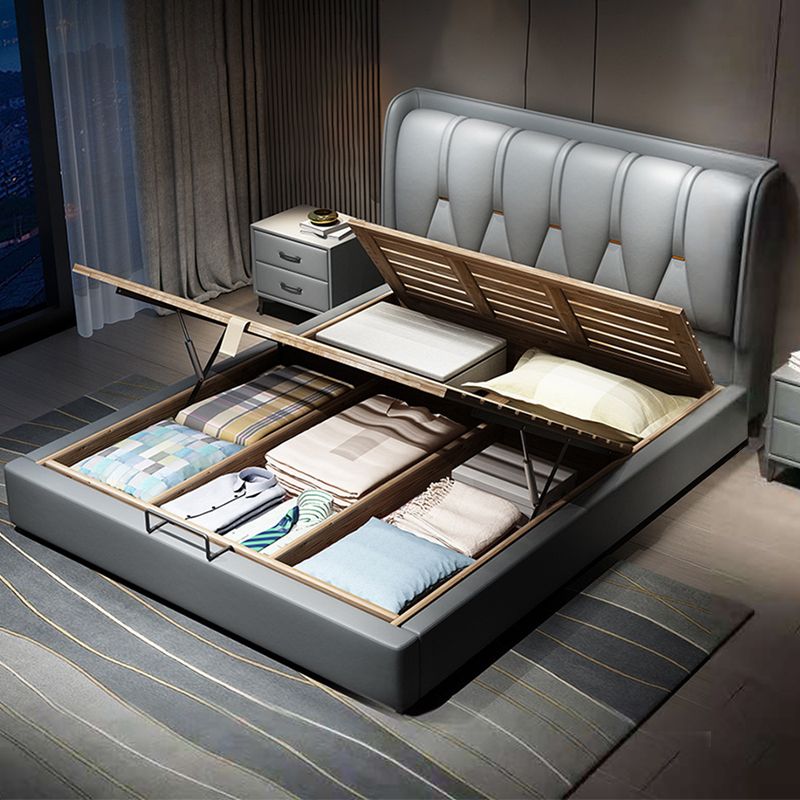 Modern Wingback Bed with Wingback Headboard and Metal Legs Bed