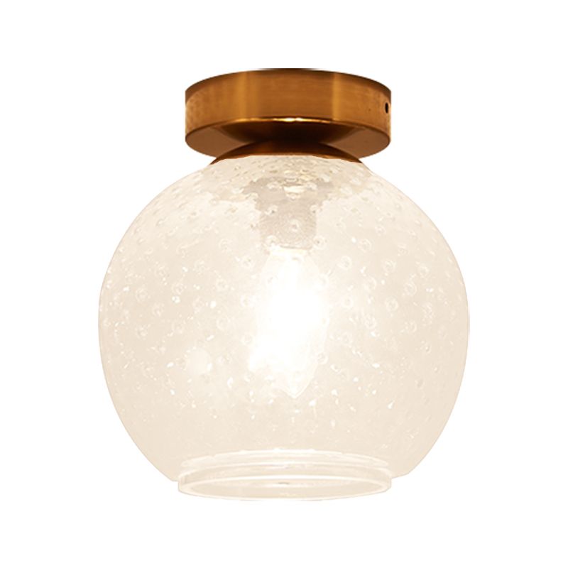 Plafonnier encastré en verre rose/jaune/bleu/transparent avec abat-jour globe minimalisme, luminaire monté au plafond pour foyer à 1 lumière