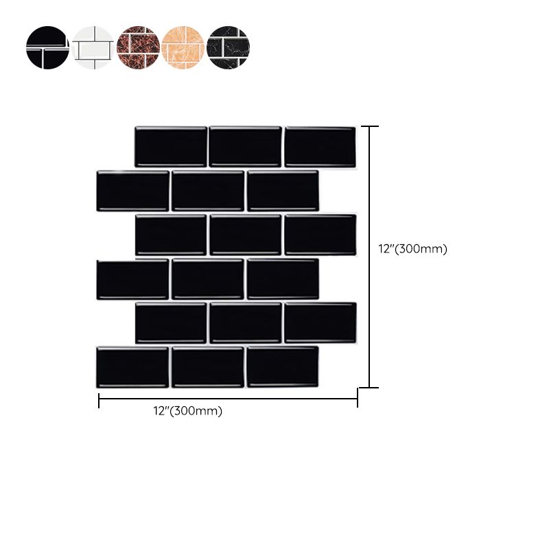 Peel & Stick Subway Tile Plastic Stain Resistant Peel & Stick Subway Tile 5-Pack