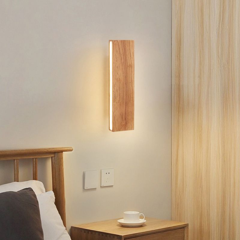 Single Modernism Beige Finish Wall Mounted Sconce Wooden Wall Light