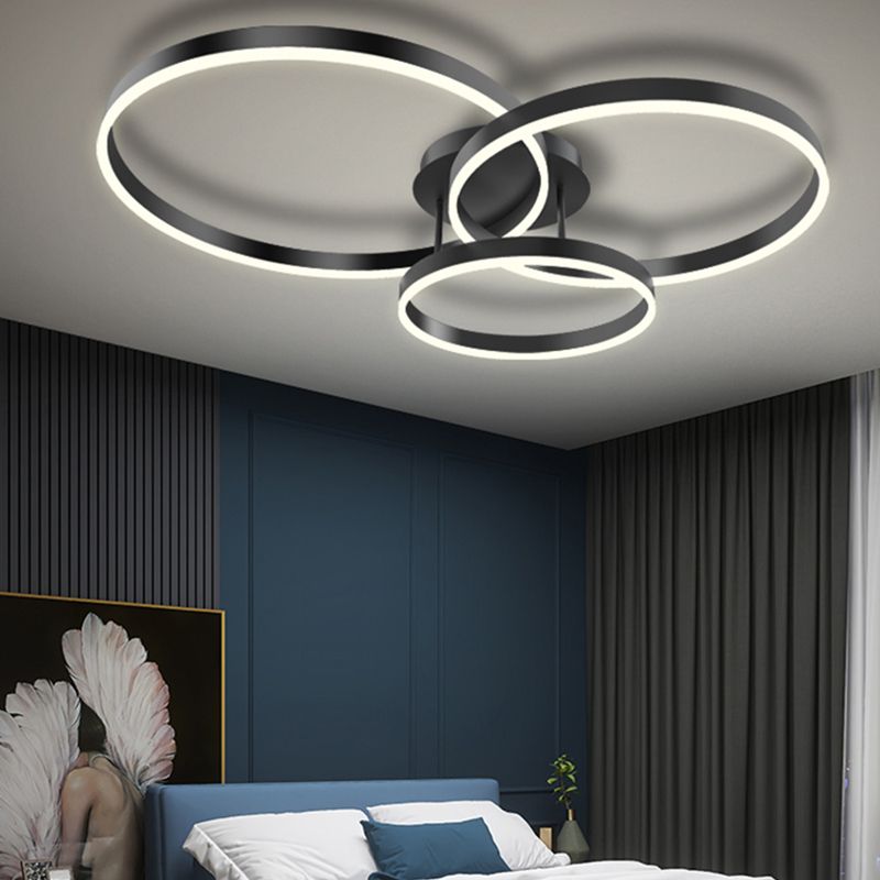 Minimalism Ceiling Light Fixture Circle Flush Mount in Black for Living Room