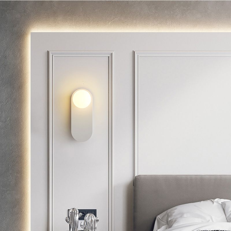 Contemporary Globe White/Black Vanity Light Glass 1 Light Bath Bar