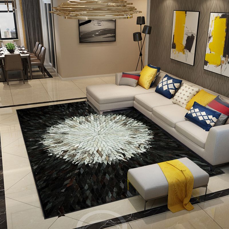 Trendy Living Room Rug Multi Colored Geometric Printed Area Rug Polypropylene Non-Slip Stain-Resistant Rug