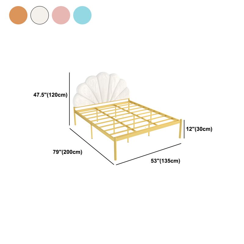 shell Suede Upholstered Headboard ,47 inch High Metal Panel Bed