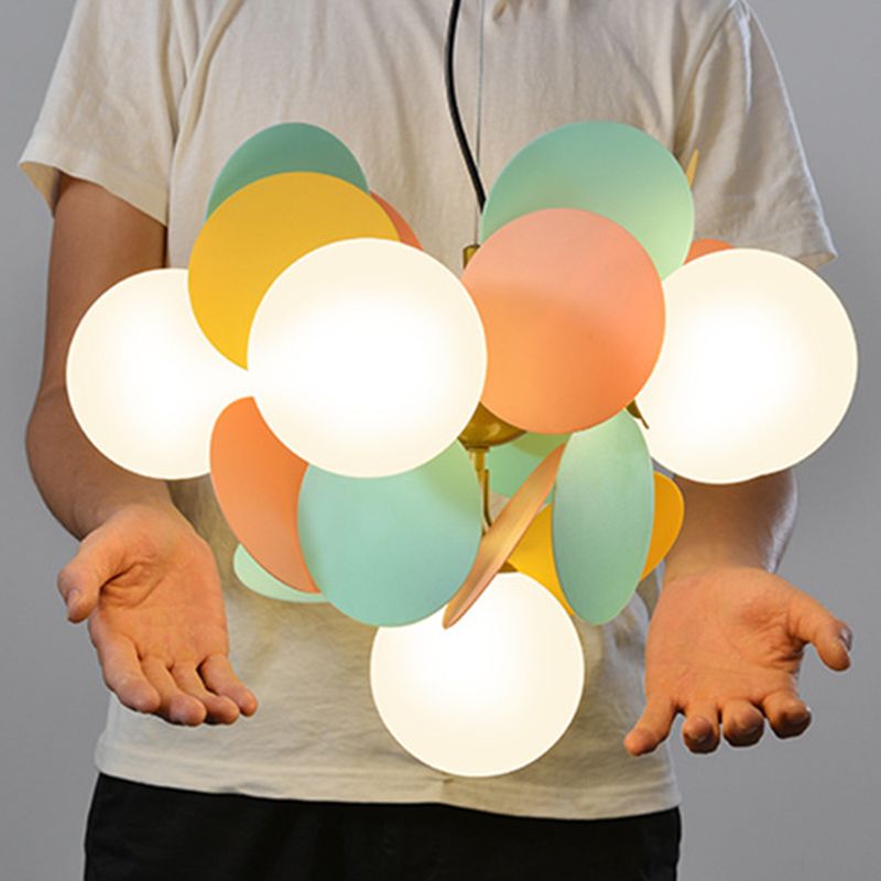 Balloon suspension des luminaires suspendus Cartoon Métallique Drop Pendant avec une teinte en verre pour la chambre