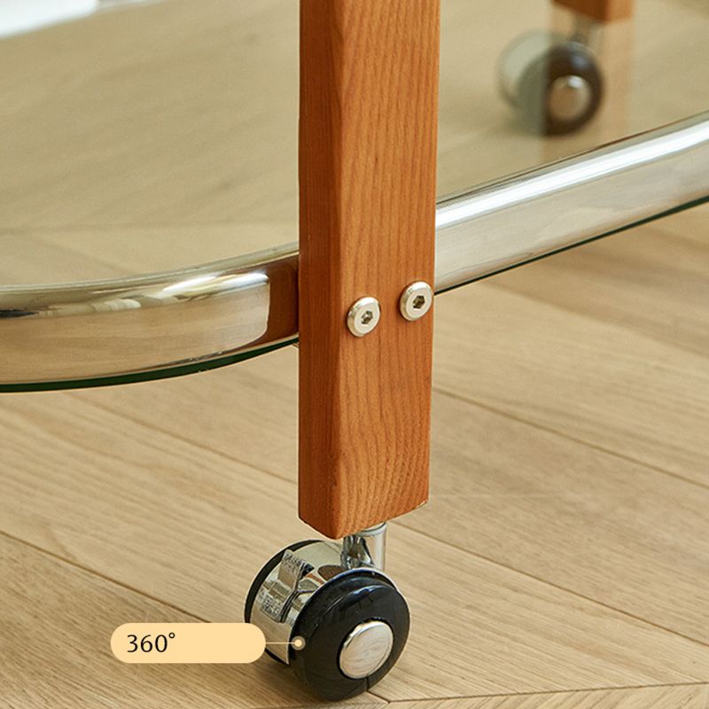 Contemporary Glass Top End Slide Table Geometric 4 Legs Side Table