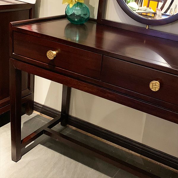 Brown Solid Wood Standing 2 Drawer Vanity Dressing Table Set