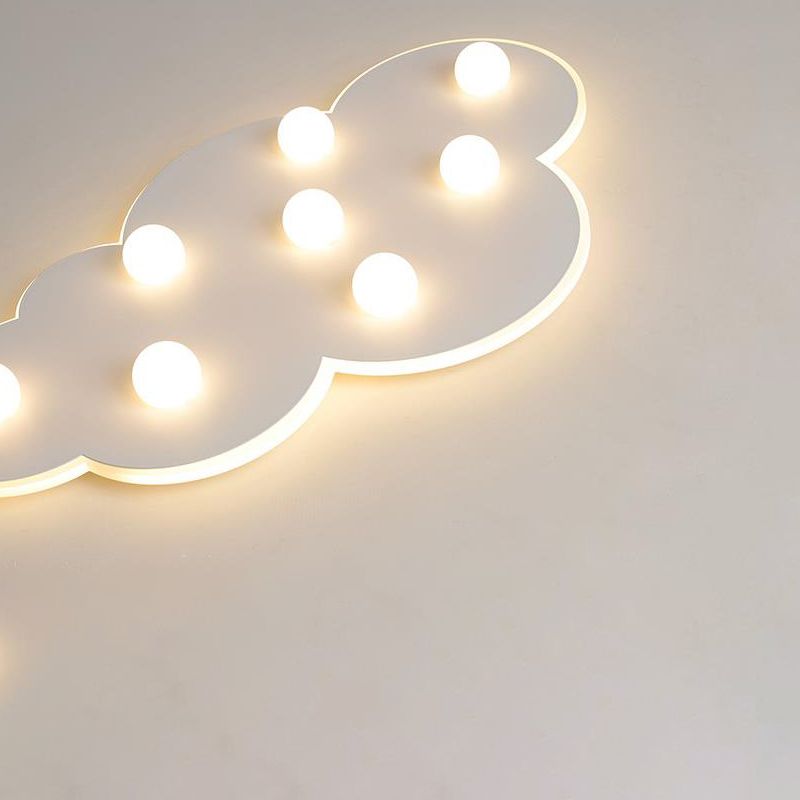 Blue/Pink/White Cloud Flush Ceiling Light Macaron Metal 8-Led Ceiling Mounted Light for Kids Bedroom