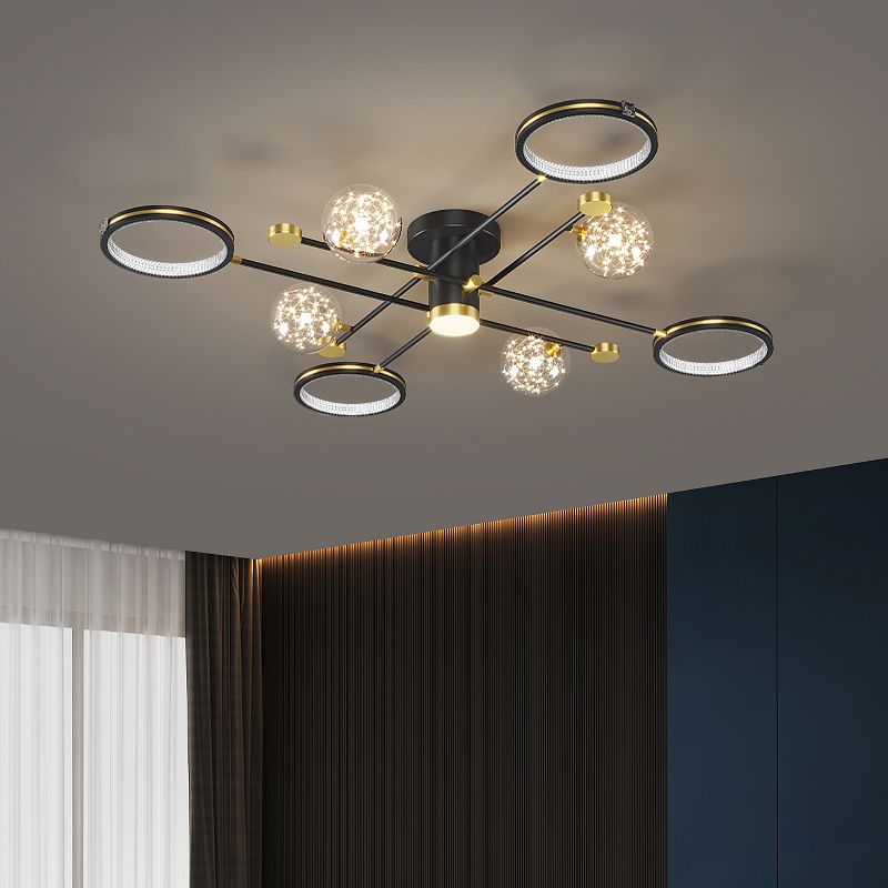 Lampe de plafond moderne de globe de lumière affleurante de LED en métal pour la chambre à coucher