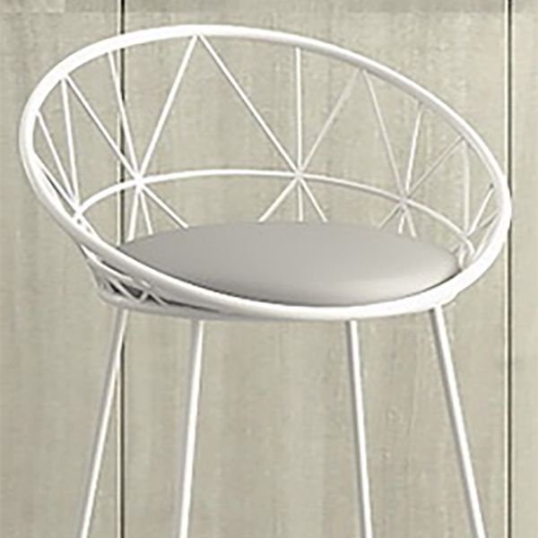 Nordic Backrest Armless Counter Stool Iron Cafe Bar Stool with Leather Cushion