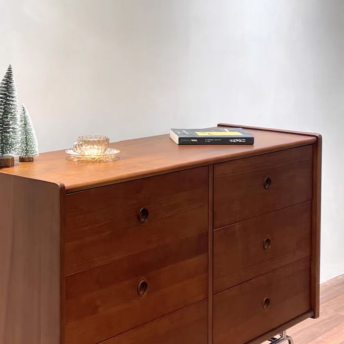 Mid-Century Modern Accent Chest with Drawers and Straight Legs in Brone