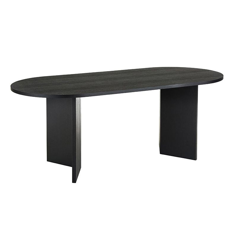 Modern Wood Dining Table Oval Black Dinner Table for Dining Room