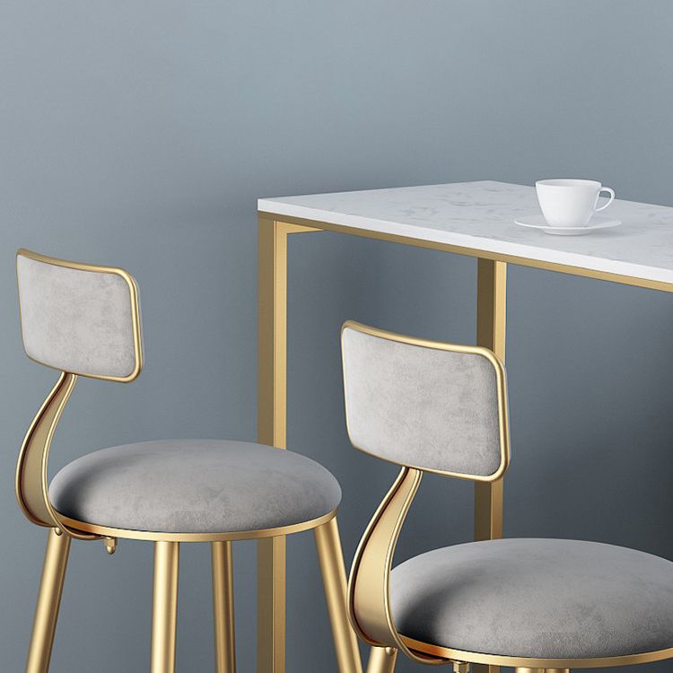 Rectangle Marble Top Bar Dining Table Metal Double Pedestal Bar Table