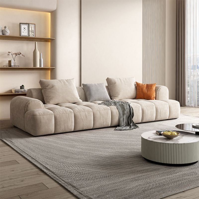 Modern Style Sofa Suede Material Embedded Armrest Cushion Back Sofa Bed
