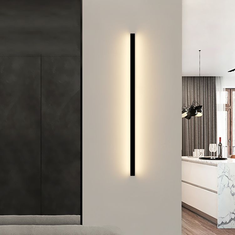 Moderner einfacher Stil Linearer Schatten Wandleuchten Metal 1 Leichte Leuchten im schwarzen Finish