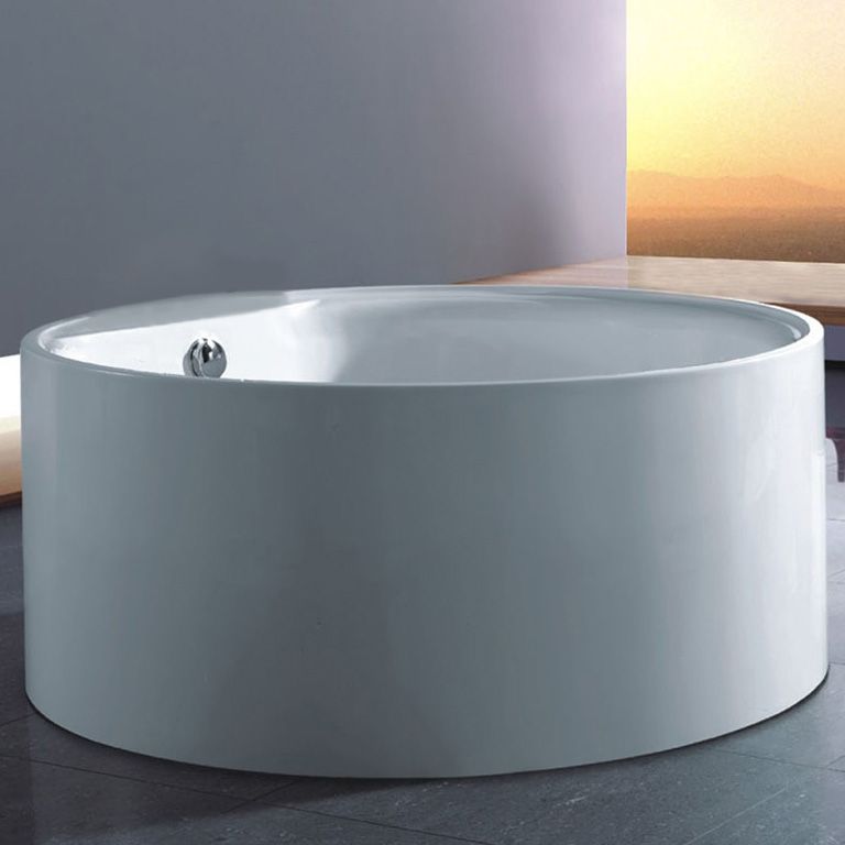 Round Acrylic Soaking Bathtub Modern Stand Alone Back to Wall Tub