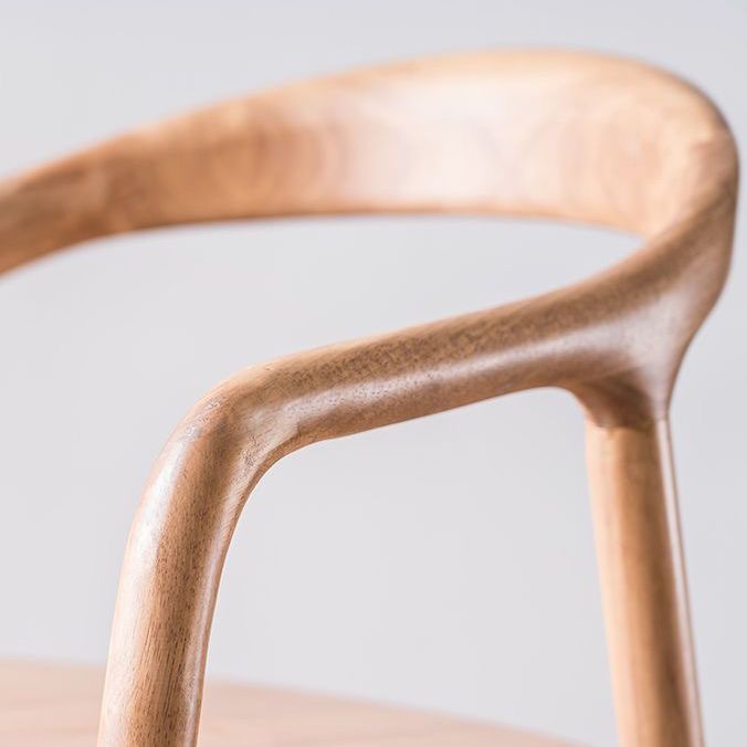 Contemporary Kitchen Dining Arm Chair Open Back Rubberwood Chair