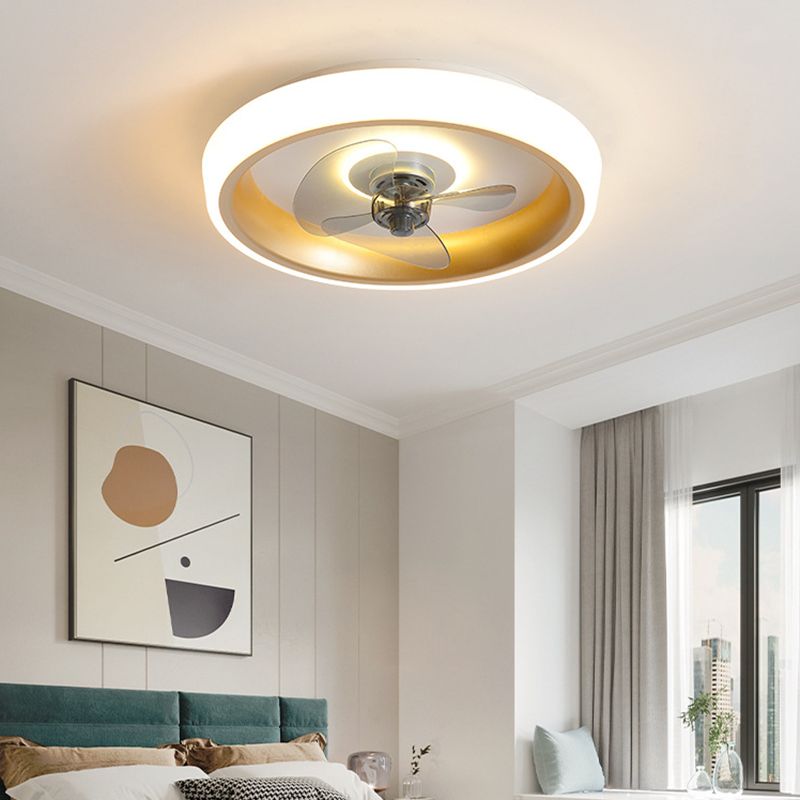 Polish Finish Fan with Light Modernism 3-Blade LED Ceiling Fan for Foyer