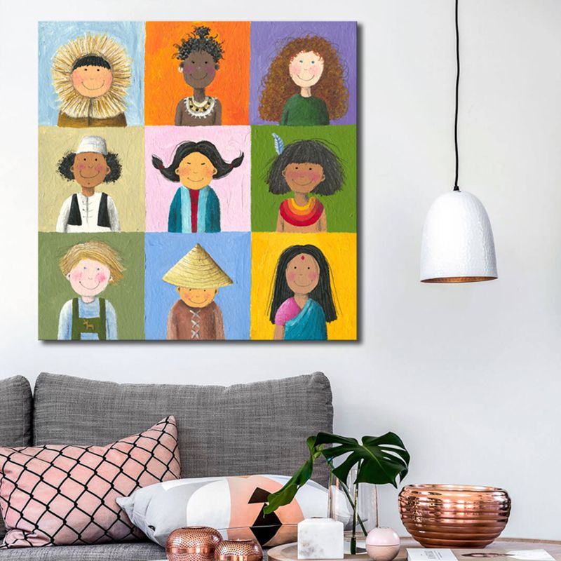 Pastel Color Modern Art Cartoon Characters Canvas for Kitchen, Multiple Sizes Options