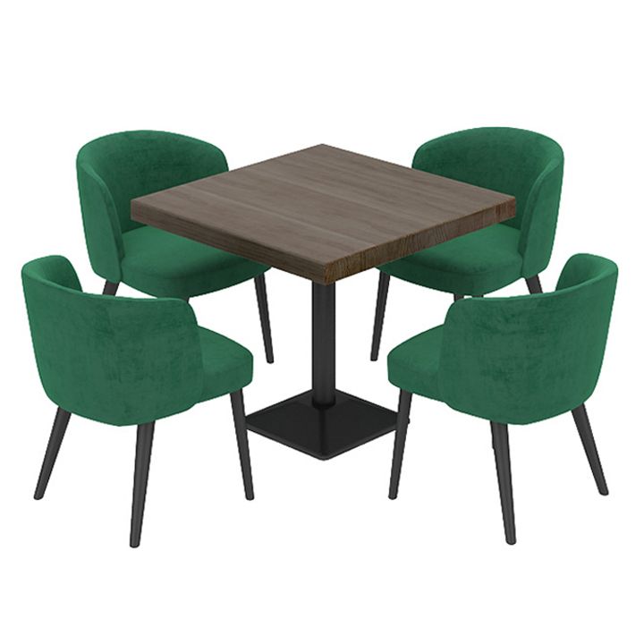 Mesa de comedor industrial Mesa de madera maciza de pino con base negra para comedor