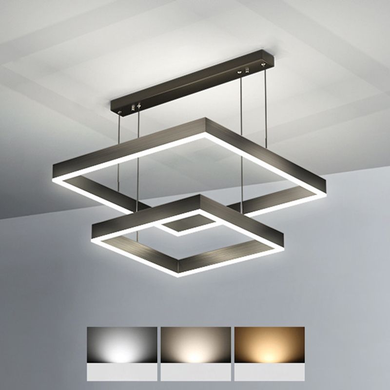 Acryl vierkante kroonluchter lamp Minimalistische stijl LED -hanger lichtkit in zwart