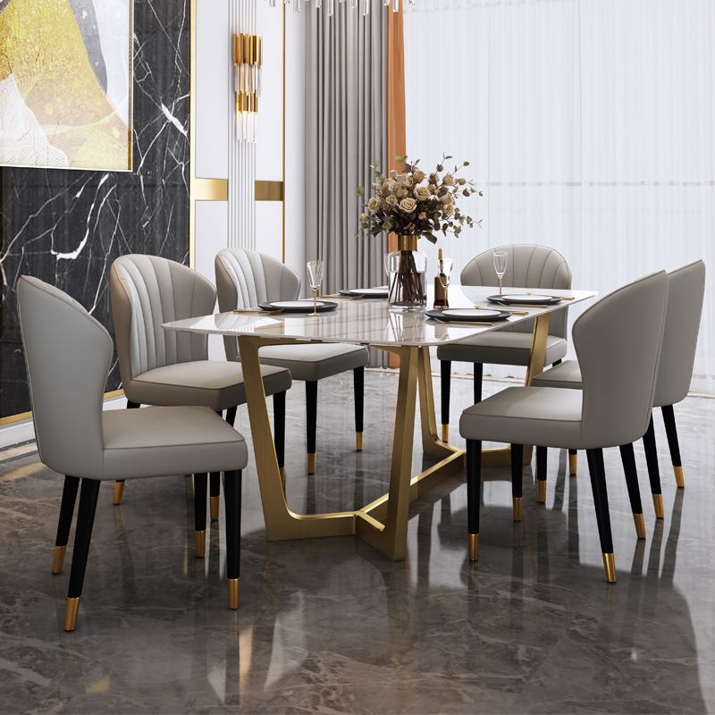 Glam Sintered Stone Dining Set Rectangle 1/4/5/6/7 Pieces Dining Set for Dining Areas