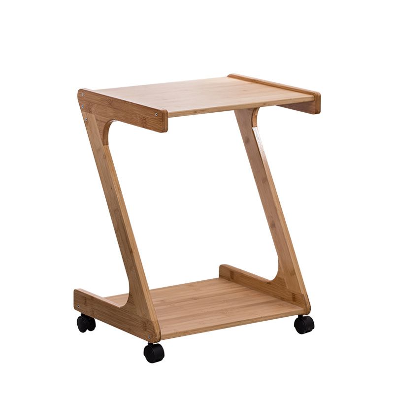 15" Wide Contemporary Corner Table Wood Double Tier Accent Side Table