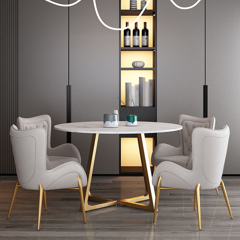 Glam 1/2/5 Pieces Dining Set Round Stone Dining Table for Dining Room
