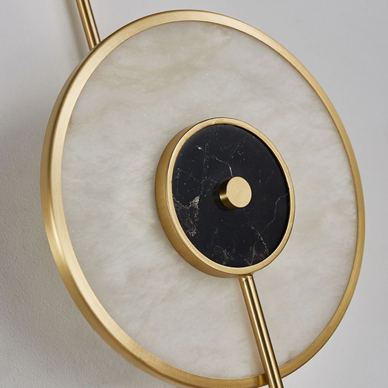 Modern Metal Wall Light Gold Round 20" High Wall Sconce with Mica for Bedroom