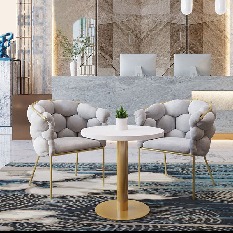 Glam Style Upholstered Gold Base Dining Arm Chair for Dining Room