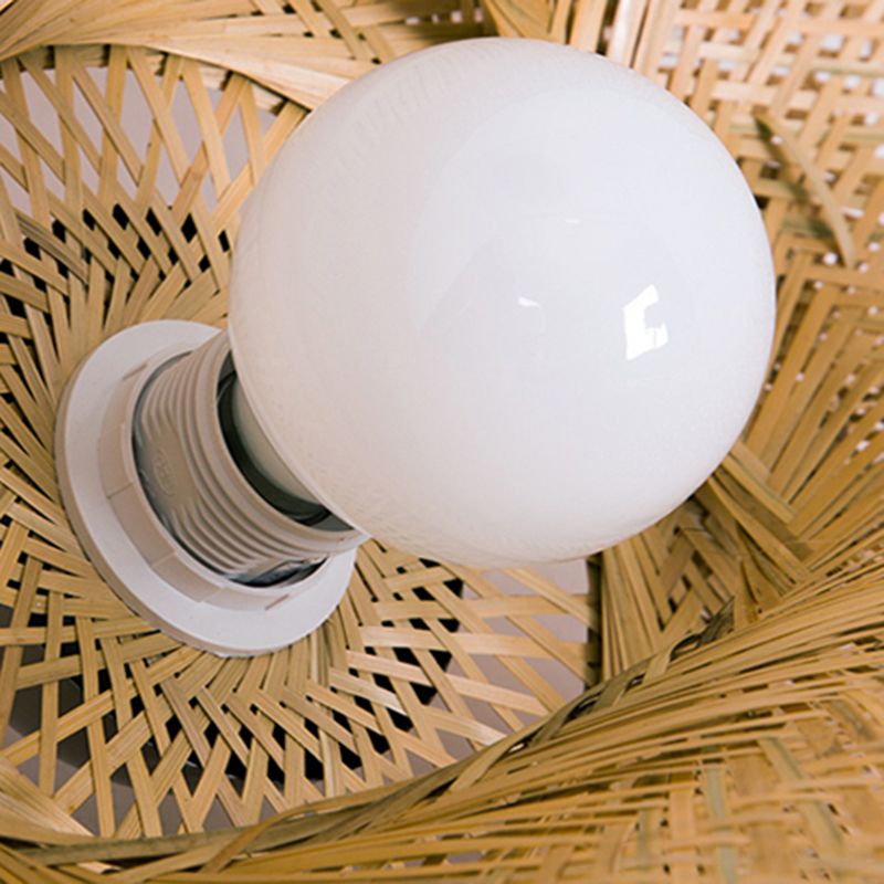 Japanese Bamboo Pendant Light Geometric Ceiling Light Fixture for Tea Room