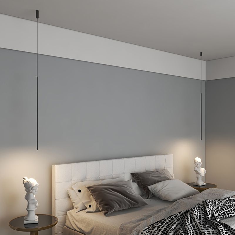 Style moderne linéaire pendant en métal à 1 lumière pour chambre à coucher