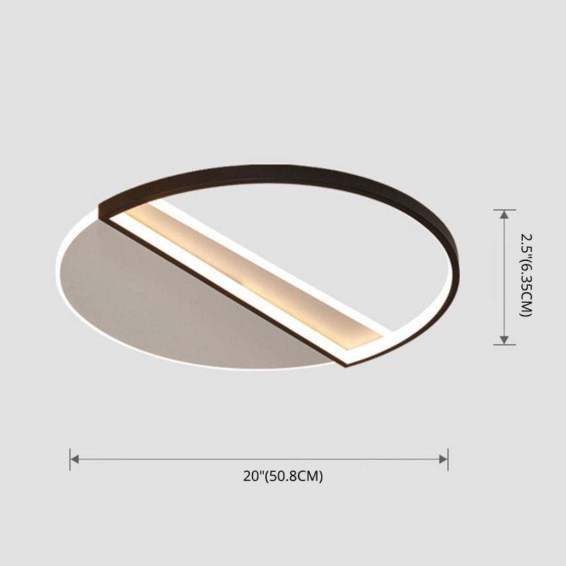 20,5" breite versetzte Halbkreis-Kreativschlafzimmerbeleuchtungskörper-Minimalismus-LED-Deckenleuchte im nordischen Stil in Schwarz