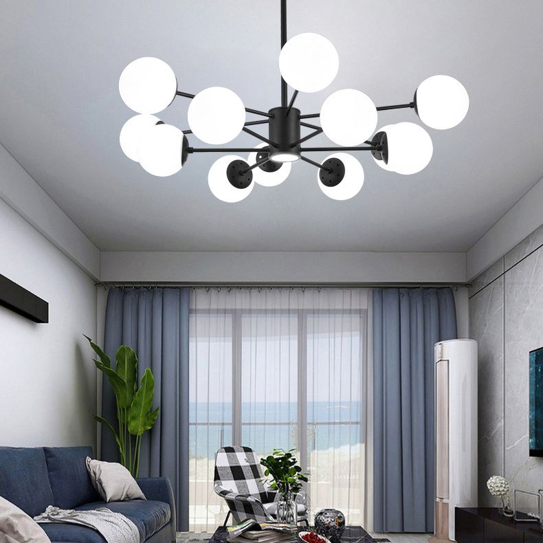 Verstellbare hängende Kabelkronleuchter leichte moderne Einfachheit Sputnik weißer Glasdecke für Restaurant