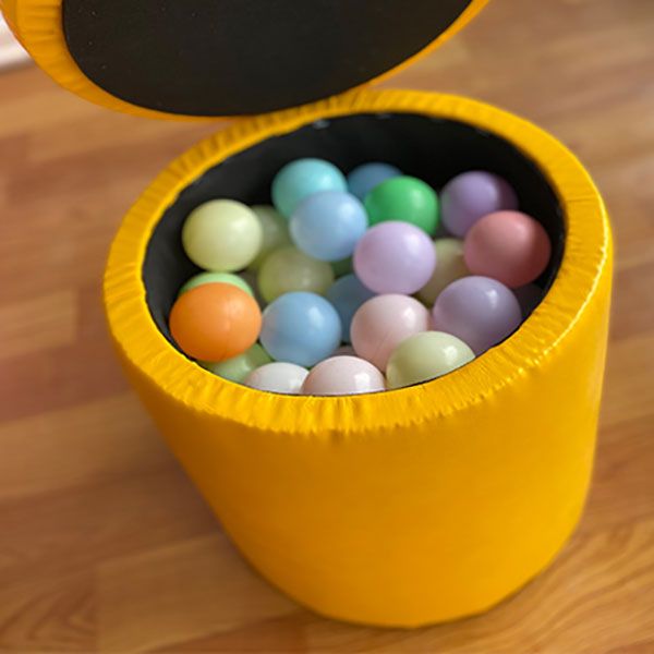 Faux Leather Ottoman Plain Round Stain Resistant Pouf Ottoman with Storage