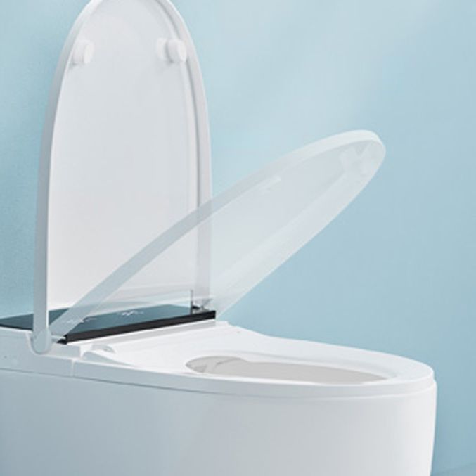 Foot Sensor Contemporary Ceramic White Elongated Smart Toilet