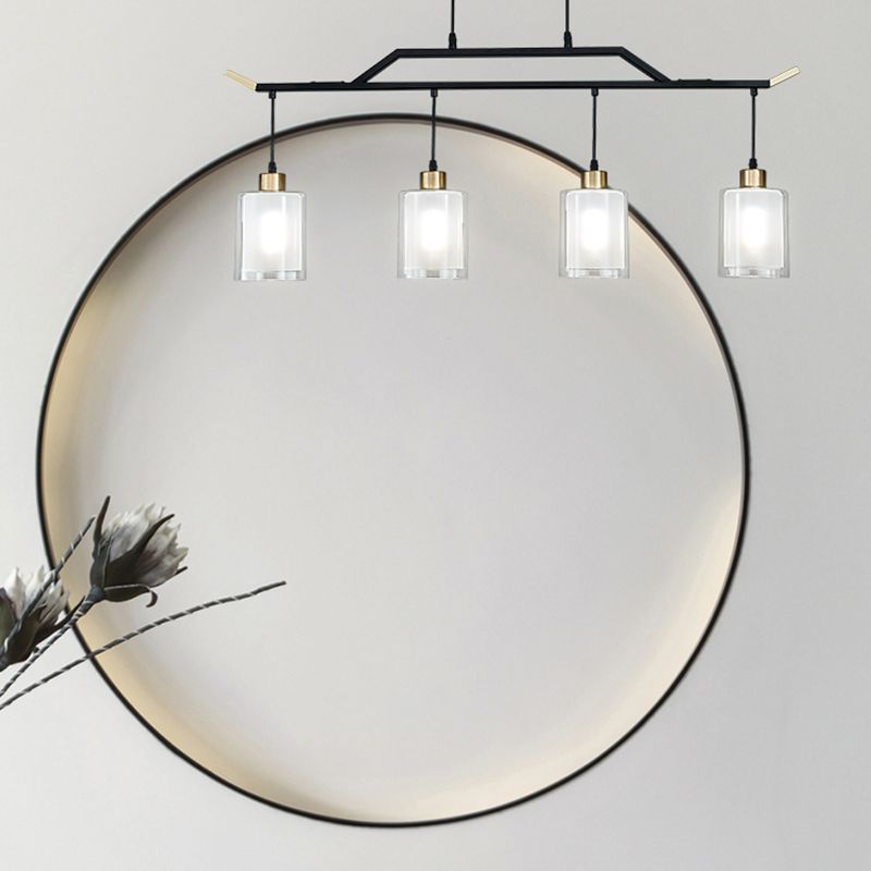 Black Island Chandelier Lights Glass Modern Hanging Lamp for Dining Room