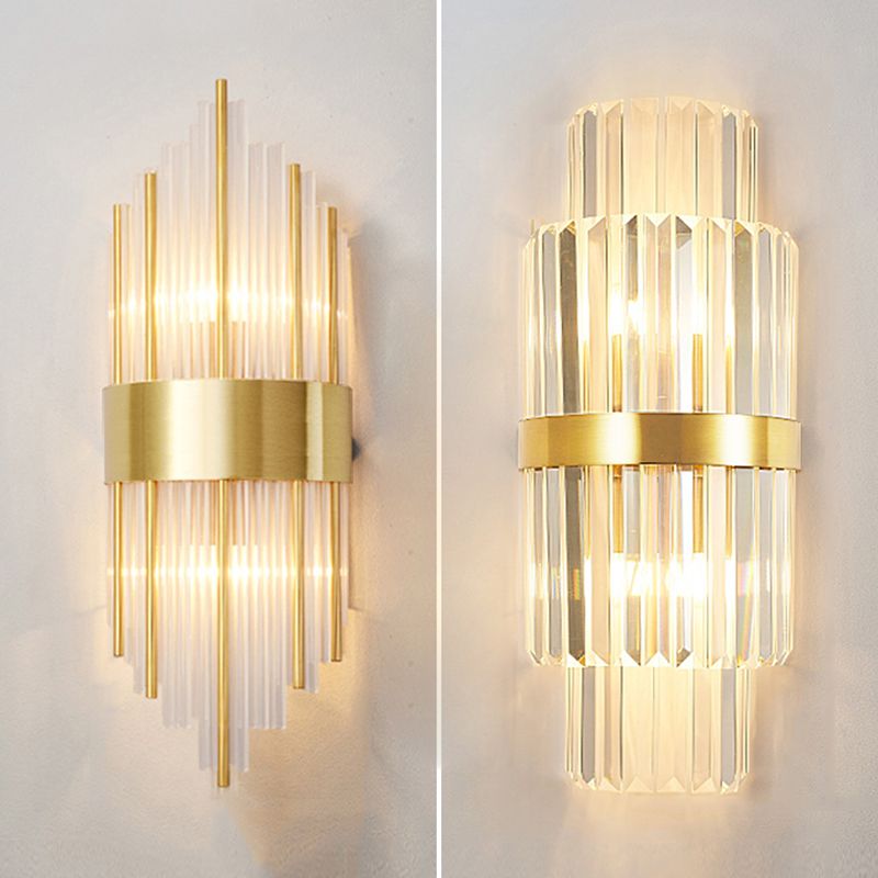 Clear Crystal Wall Mounted Light Fixture Modern Style 2-Lights Wall Lighting for Hotel