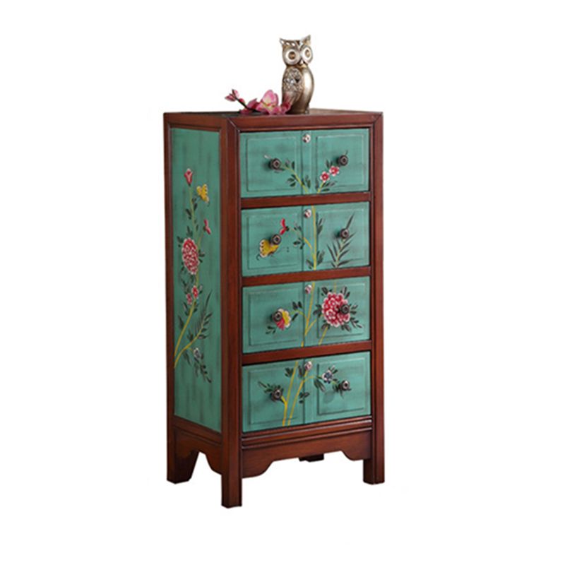 Traditional Wooden Bedroom Storage Chest Vertical Chest with 4 Drawers