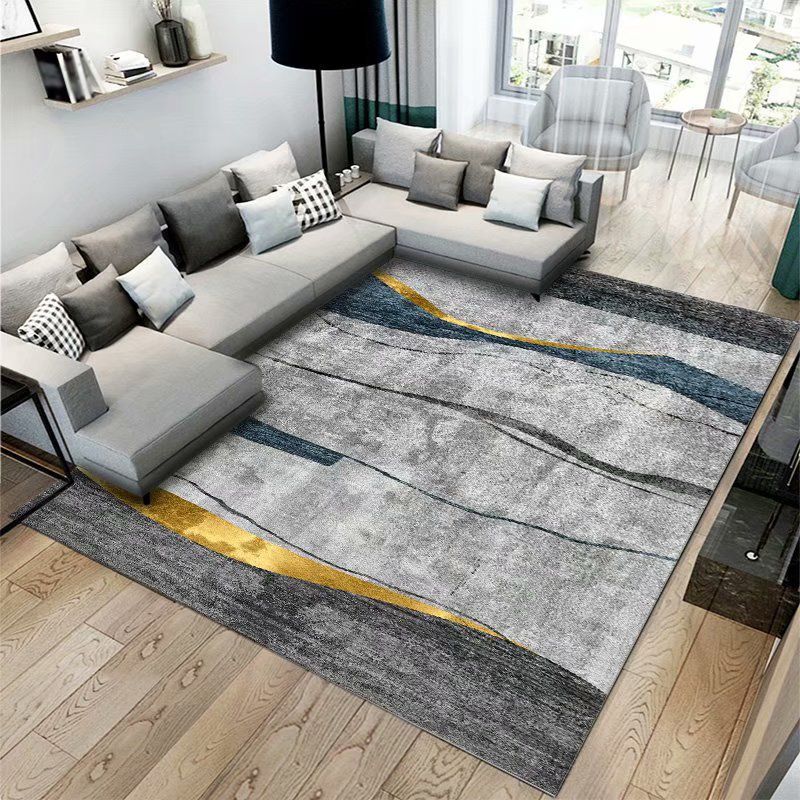 Luxury Carpet Fancy Contrast Panel Area Rug Washable Polyester Anti-Slip Carpet for Home Decor