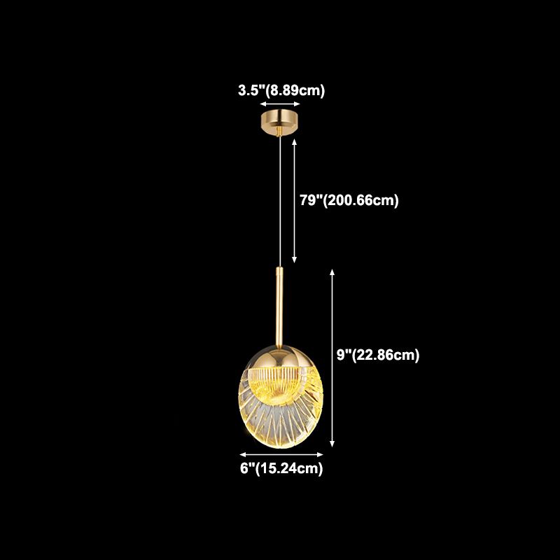 Round Shape Hanging Lights Modern Style Metal Hanging Light Fixtures in Gold