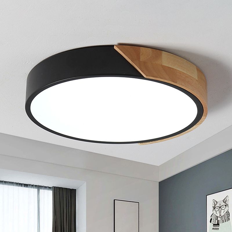 Lámpara empotrada en forma de círculo negro, lámpara de techo empotrada LED acrílica de macarrón para sala de estar