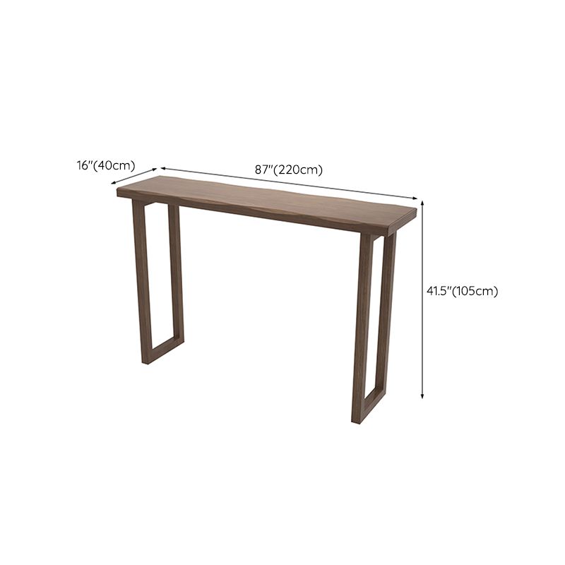 Modern Indoor Rectangle Solid Wood Sled Bar Dining Table in Brown