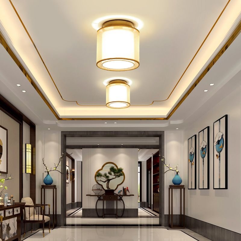 Plafoniera da incasso in tessuto stile cinese quadrata/rotonda per sala da pranzo