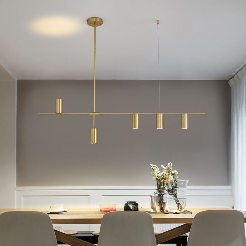 Multiple-Light Cylinder Island Pendant Modern Metal Island Lighting