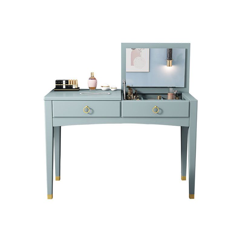 Contemporary Vanity Table with 1 Drawer and Mirror in Rubberwood