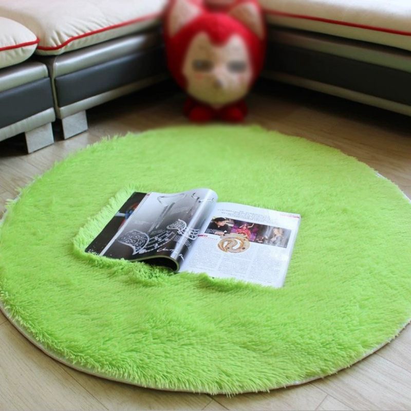 Green Modern Carpet Polyester Pure Color Carpet Washable Carpet for Living Room