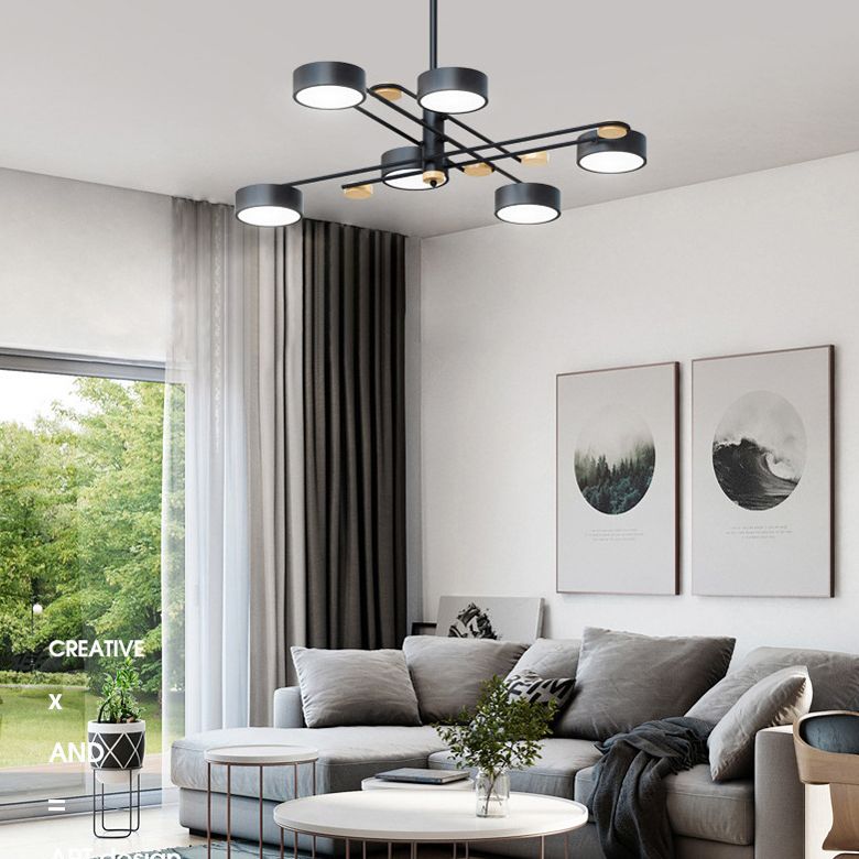 Nordic Starburst Chandelier Lighting Fixture Metal Living Room LED Ceiling Chandelier